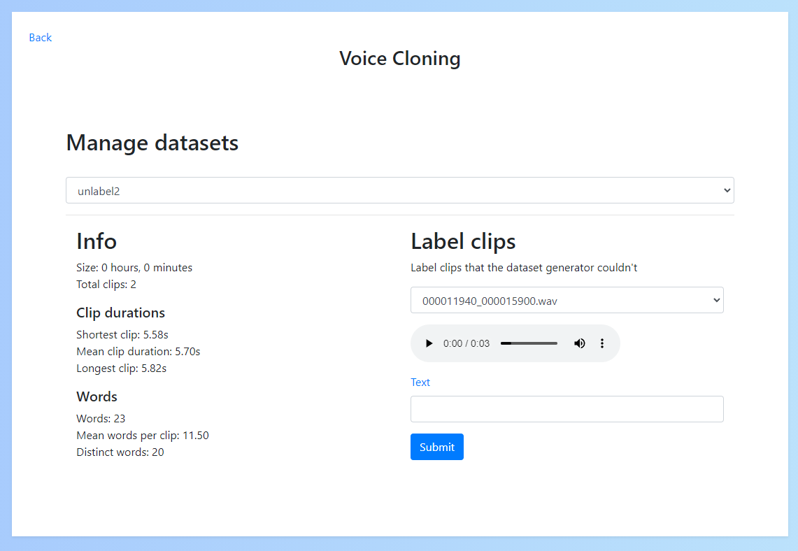 Manage datasets